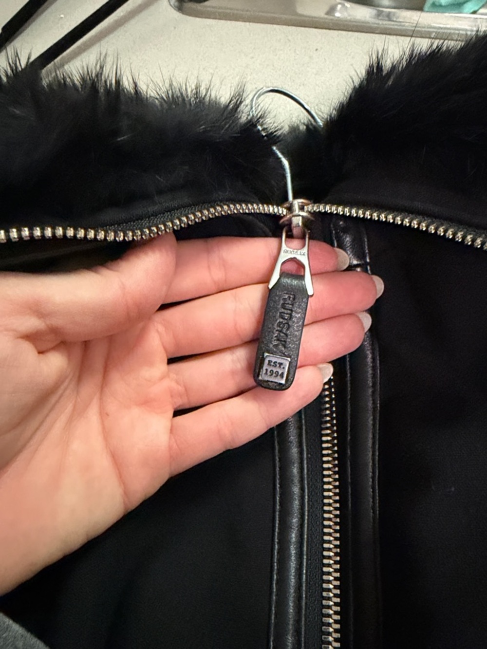 RUDSAK Black Wool Trench Coat with REAL Fur Collar - Picture 5 of 7